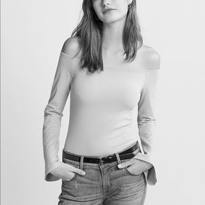 NEW! Gray Bell Sleeve Thong Bodysuit